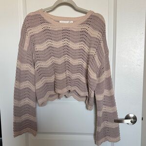 Altar'd State Women's Sweater in Taupe and Cream